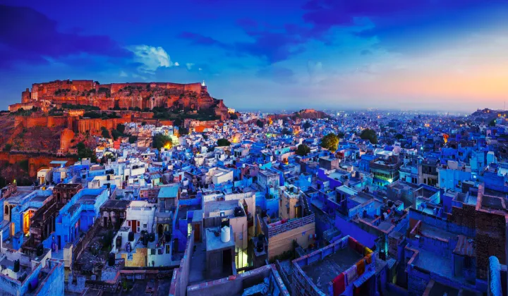 Jodhpur Blue City painted blue houses rooftop view Rajasthan — TTI Tours